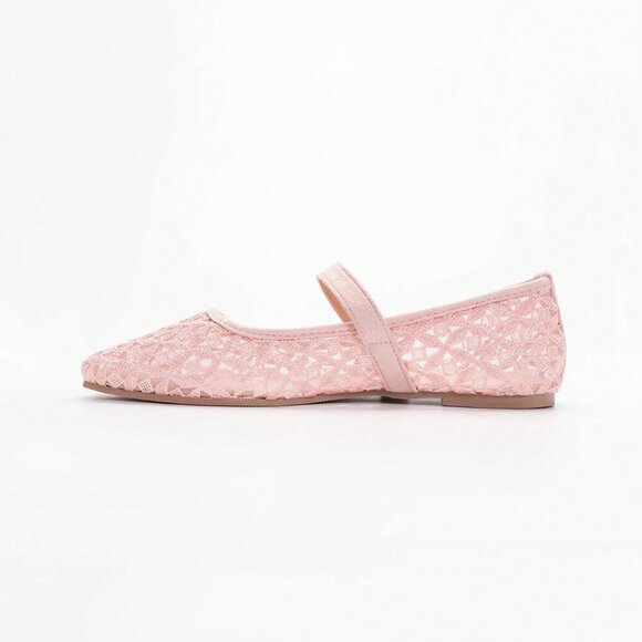 Pink Elegant Square Toe Slip-On Flat Shoes - Picture 4 of 6